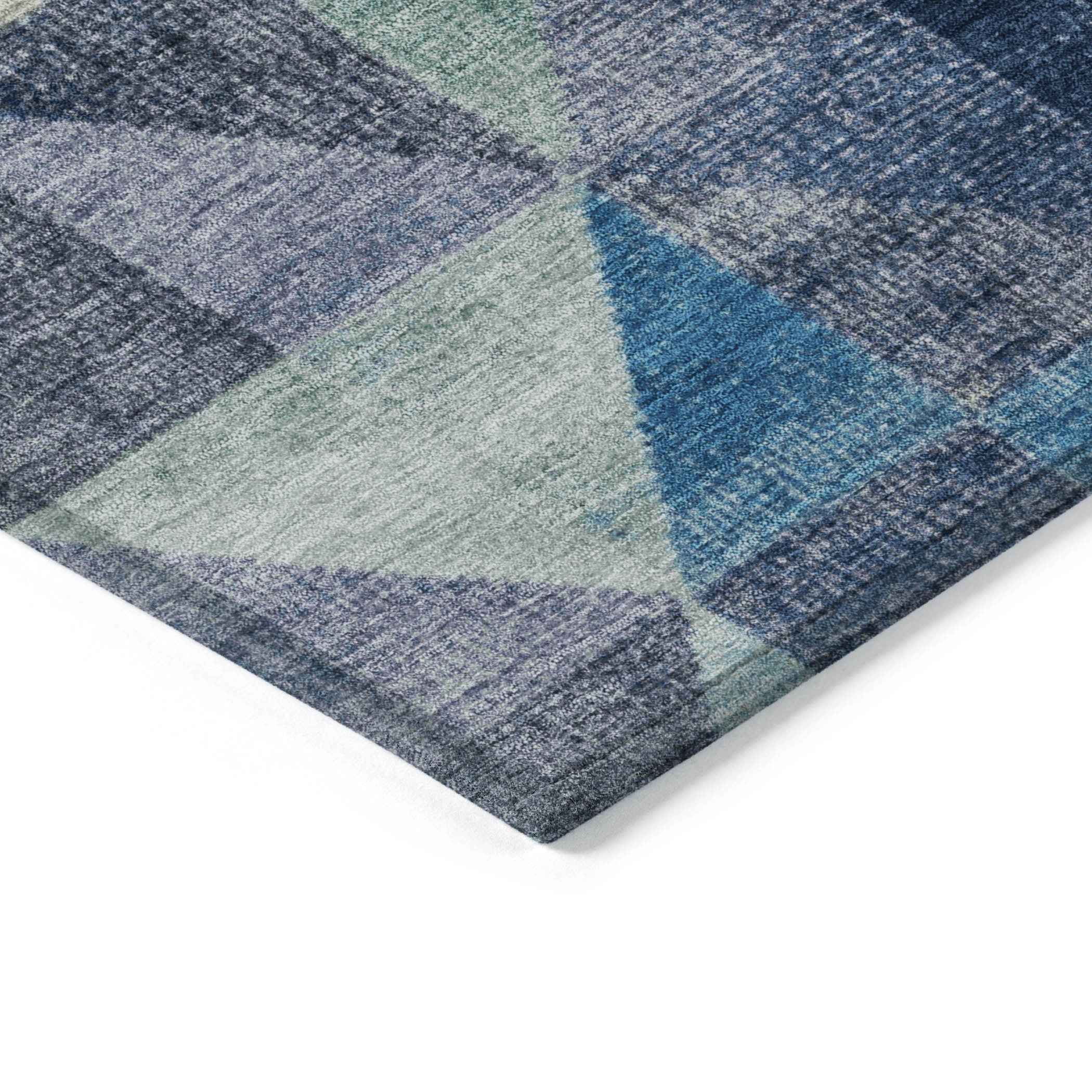 8' X 10' Beige Navy Blue And Orange Geometric Washable Indoor Outdoor Area Rug