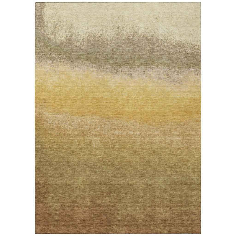 10' X 14' Gold And Wheat Ombre Washable Indoor Outdoor Area Rug