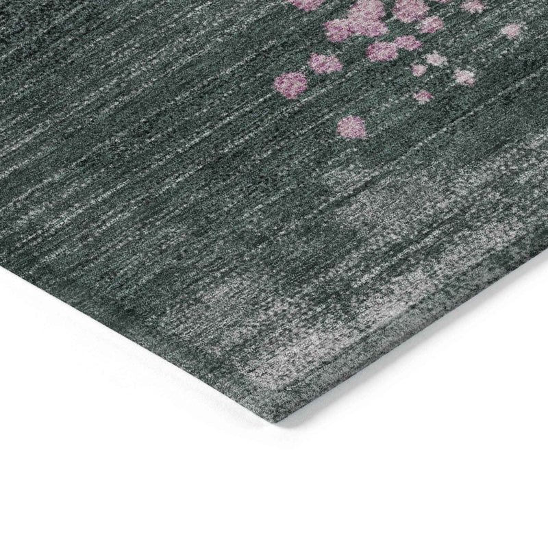 3' X 5' Blush And Emerald Geometric Washable Indoor Outdoor Area Rug