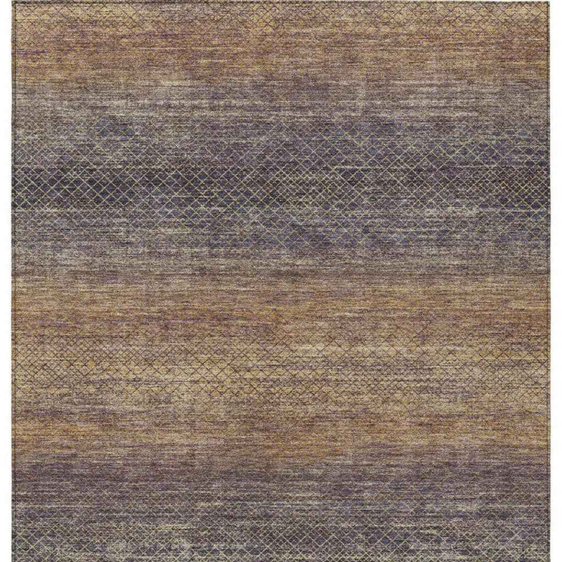 8' X 10' Eggplant And Brown Geometric Washable Indoor Outdoor Area Rug