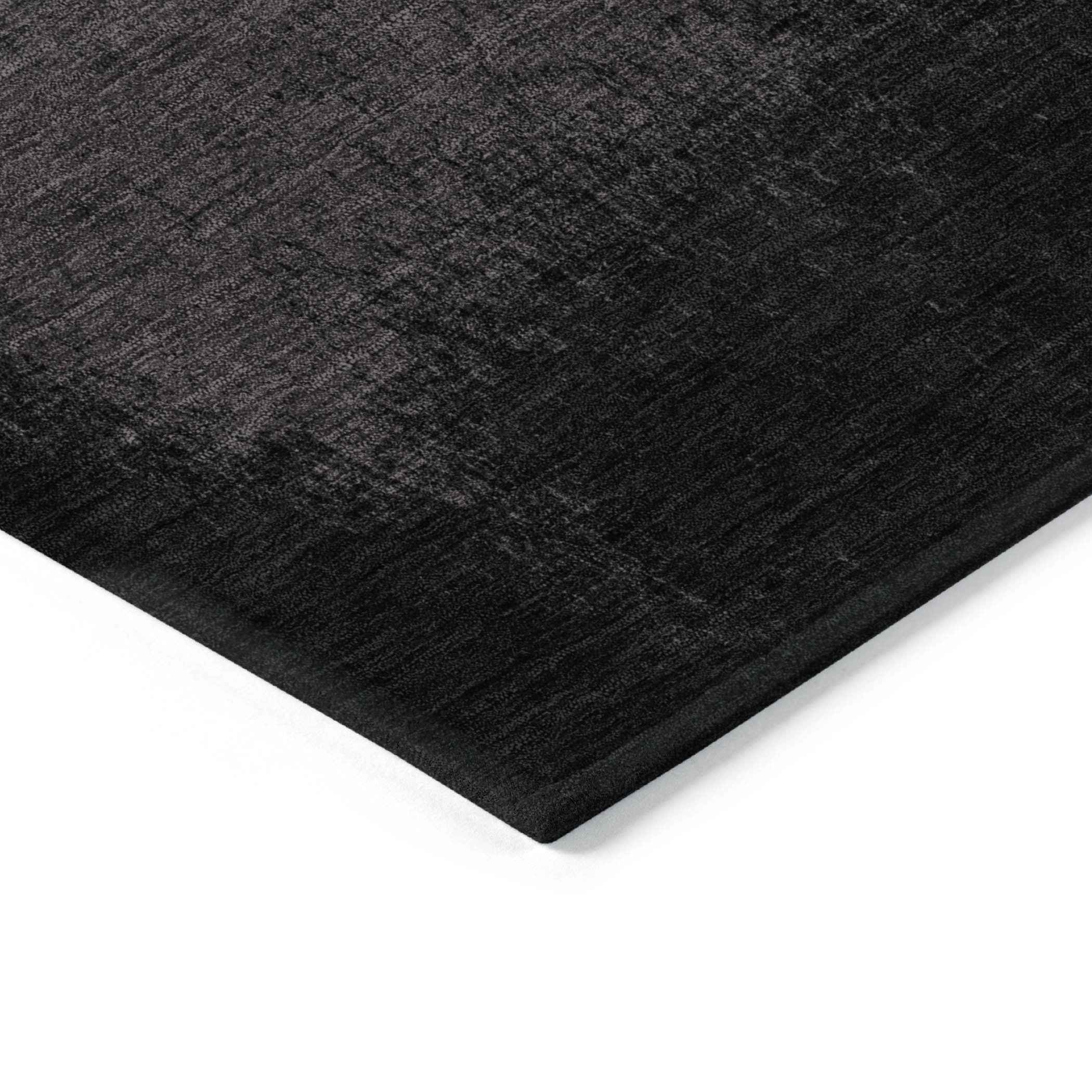 10' X 14' Black And Silver Ombre Washable Indoor Outdoor Area Rug