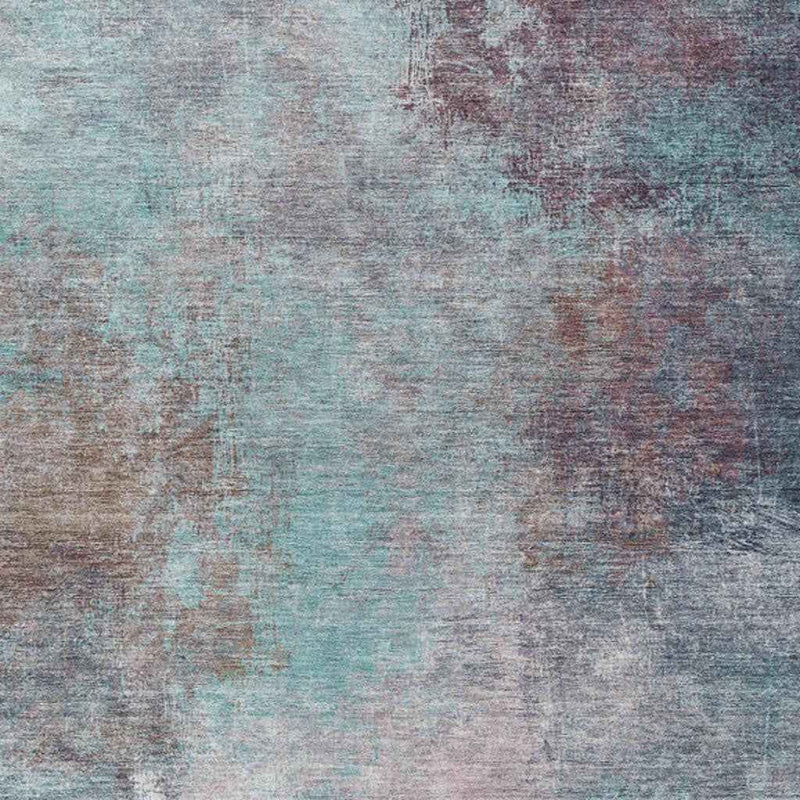 8' X 10' Teal Blue And Blush Abstract Washable Indoor Outdoor Area Rug