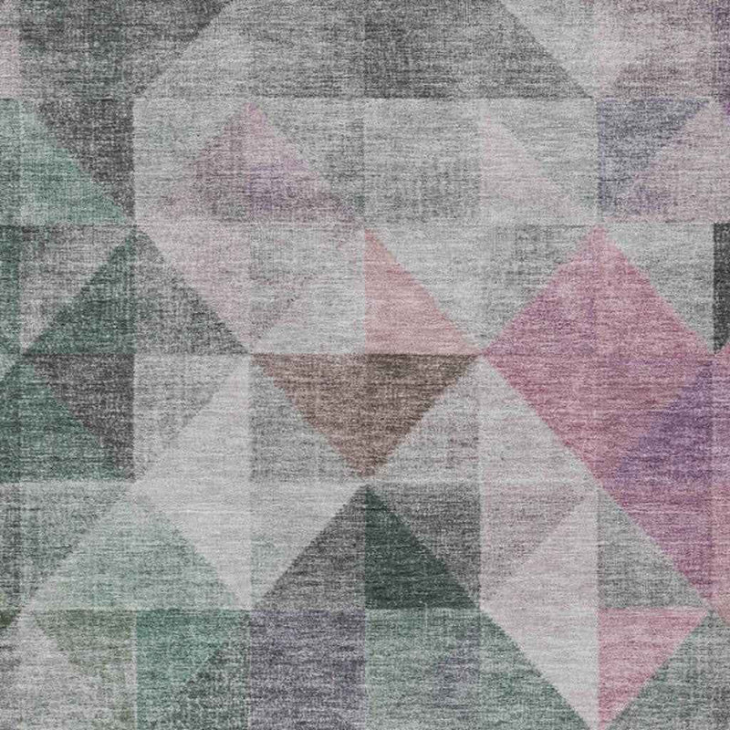 8' X 10' Blush And Green Geometric Washable Indoor Outdoor Area Rug