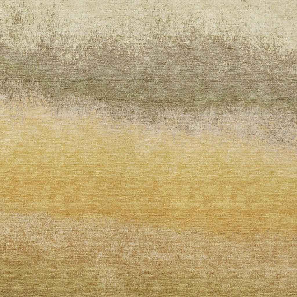 5' X 8' Gold And Wheat Ombre Washable Indoor Outdoor Area Rug