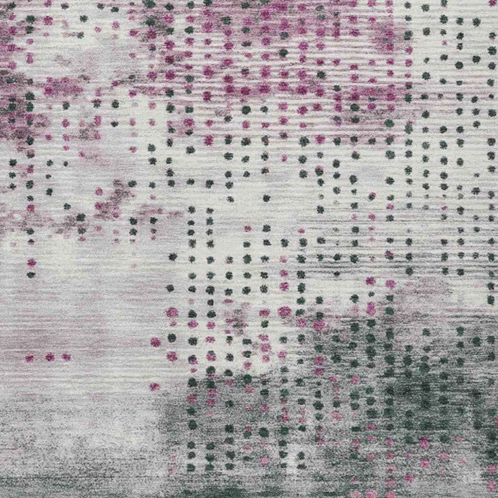 8' X 10' Blush And Emerald Geometric Washable Indoor Outdoor Area Rug