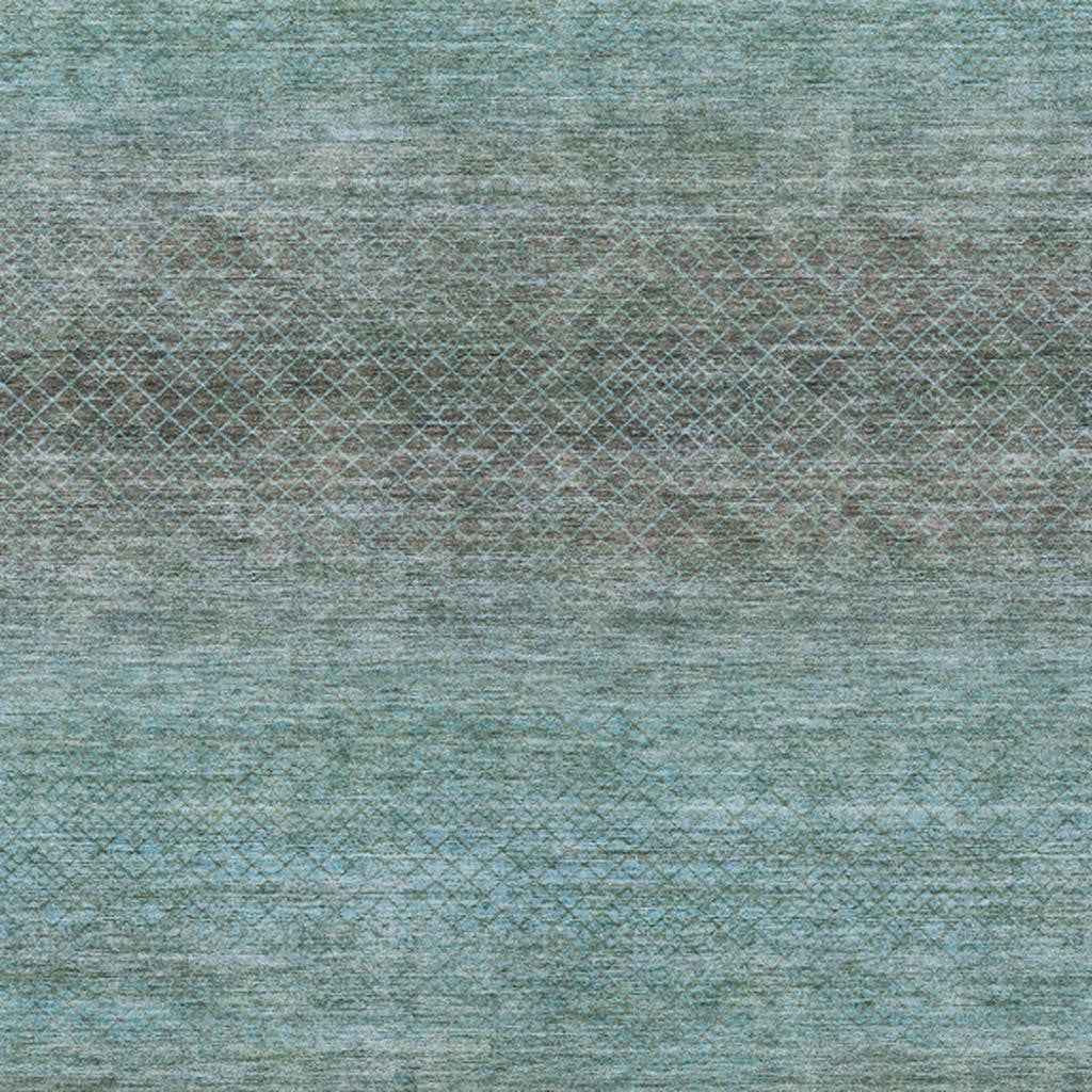 3' X 5' Teal Blue And Brown Geometric Washable Indoor Outdoor Area Rug