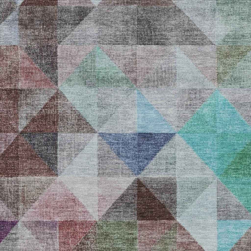 8' X 10' Silver Blue And Purple Geometric Washable Indoor Outdoor Area Rug