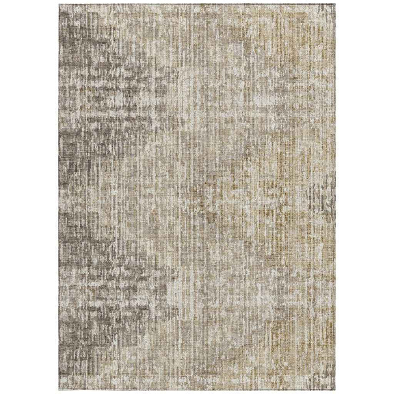 3' X 5' Khaki And Beige Geometric Washable Indoor Outdoor Area Rug