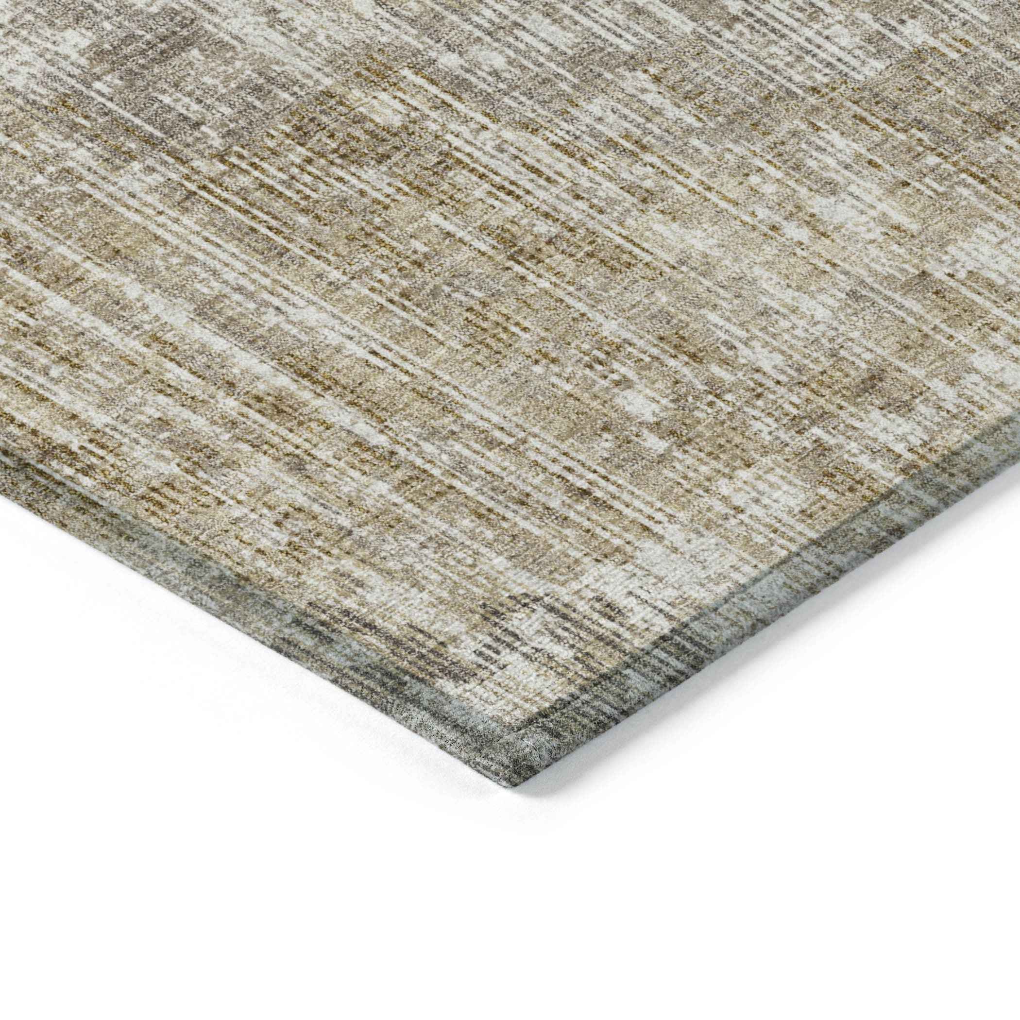 3' X 5' Khaki And Beige Geometric Washable Indoor Outdoor Area Rug
