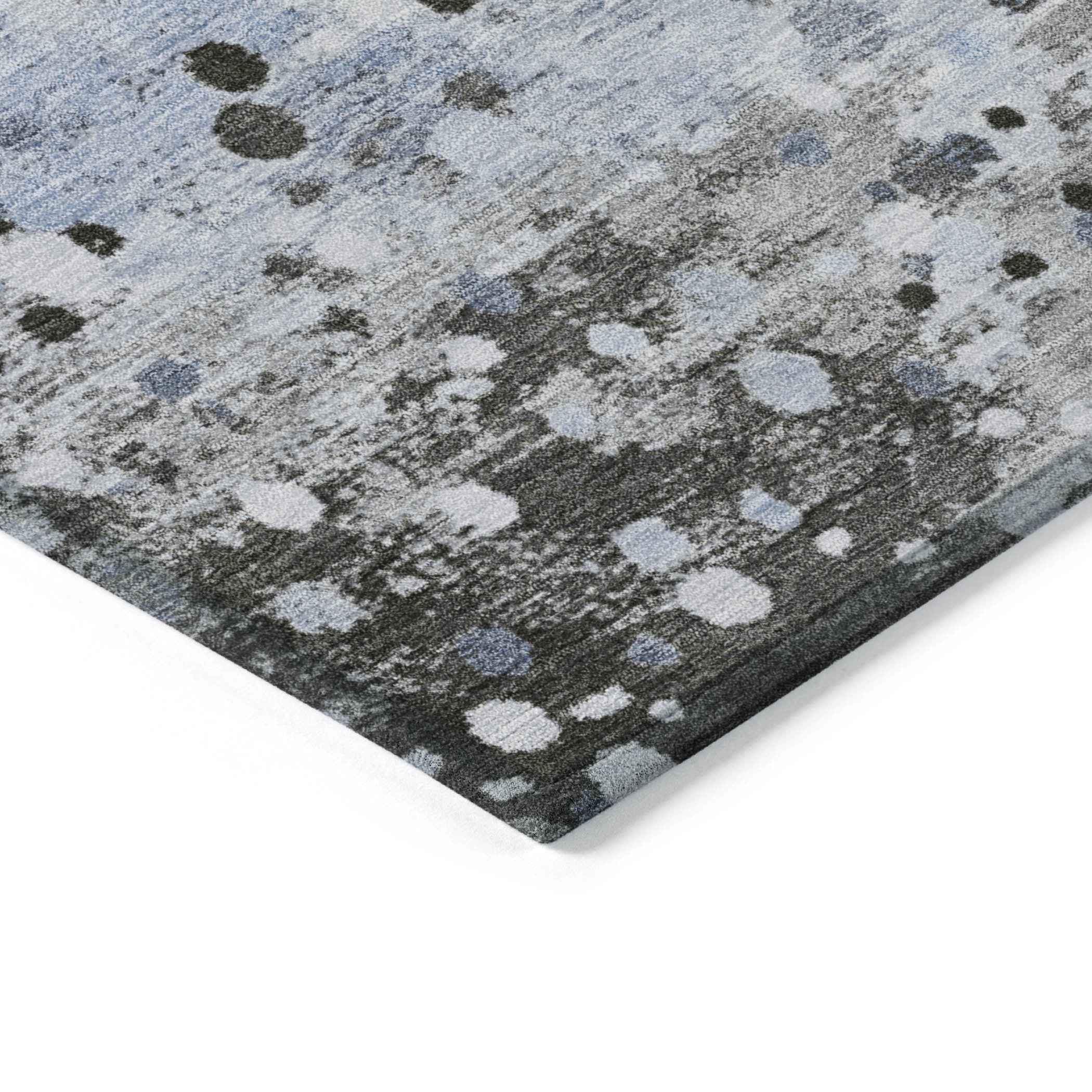 8' X 10' Sky Blue And Gray Abstract Washable Indoor Outdoor Area Rug
