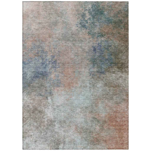 8' X 10' Copper And Navy Blue Abstract Washable Indoor Outdoor Area Rug