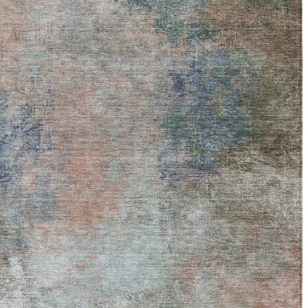 8' X 10' Copper And Navy Blue Abstract Washable Indoor Outdoor Area Rug