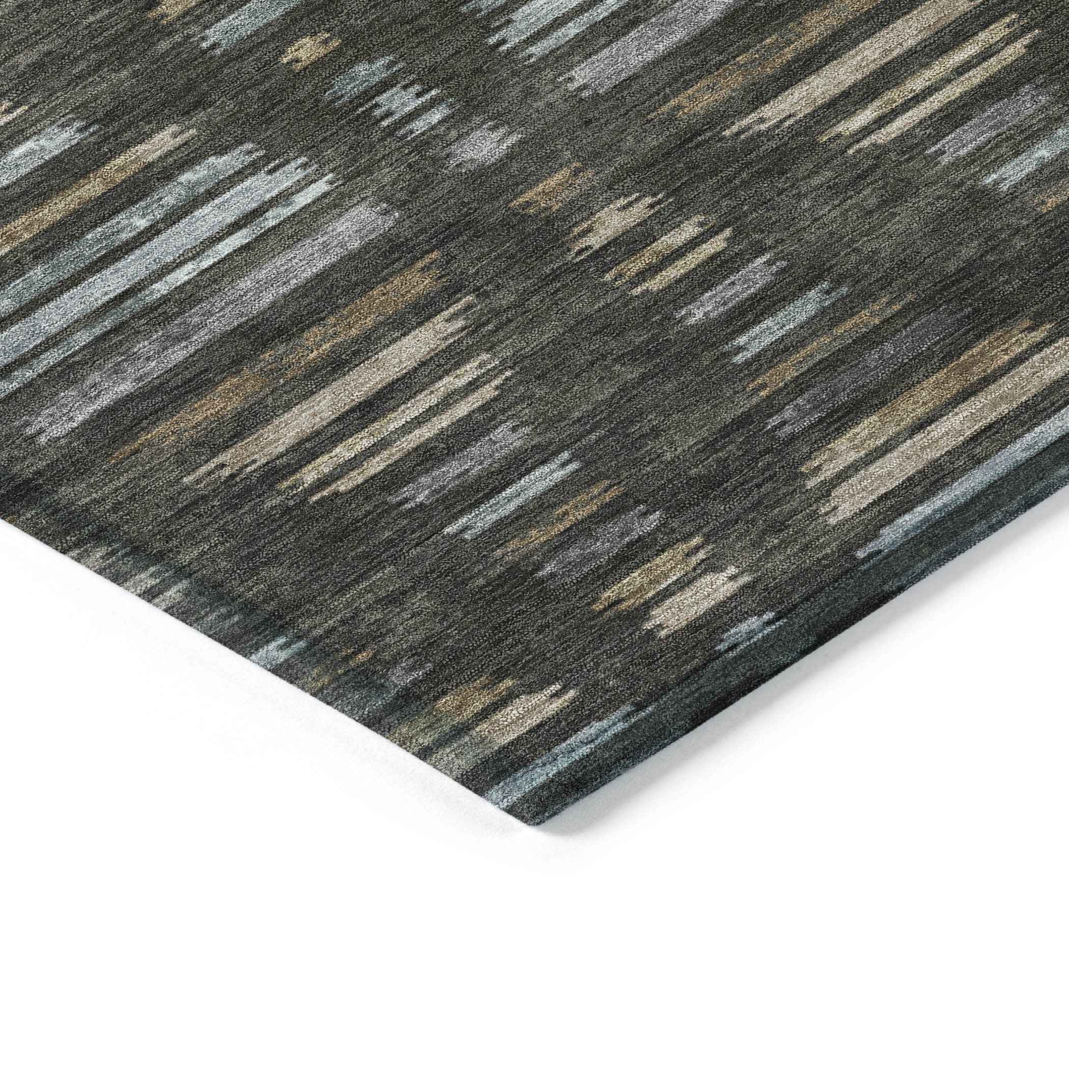 8' Coffee And Gray Round Striped Washable Indoor Outdoor Area Rug