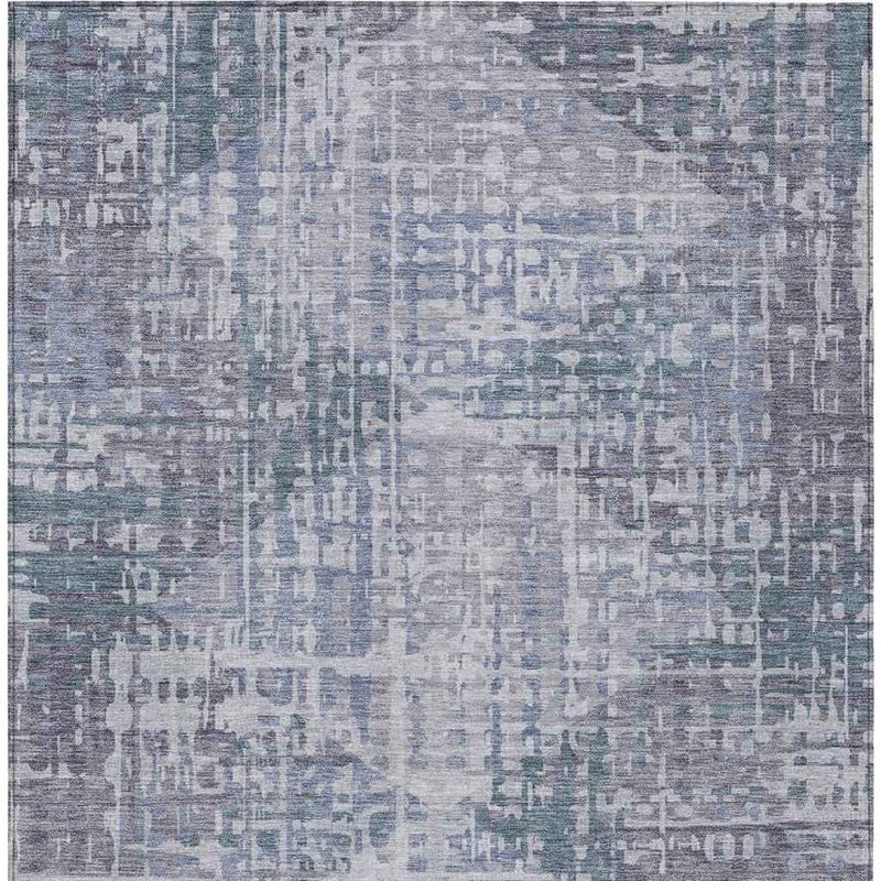 10' X 14' Blue And Purple Geometric Washable Indoor Outdoor Area Rug