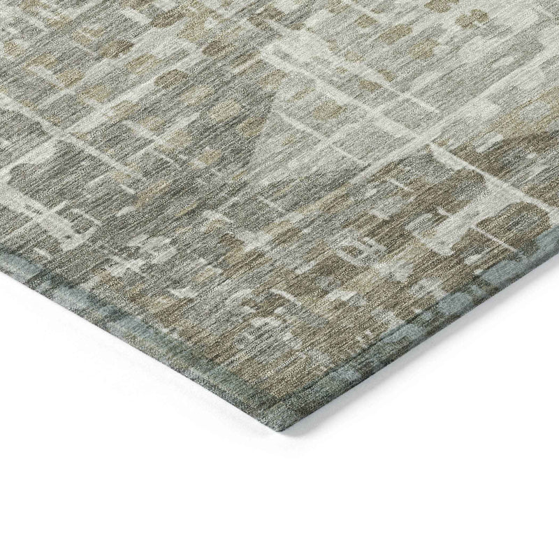 8' X 10' Pewter And Beige Geometric Washable Indoor Outdoor Area Rug