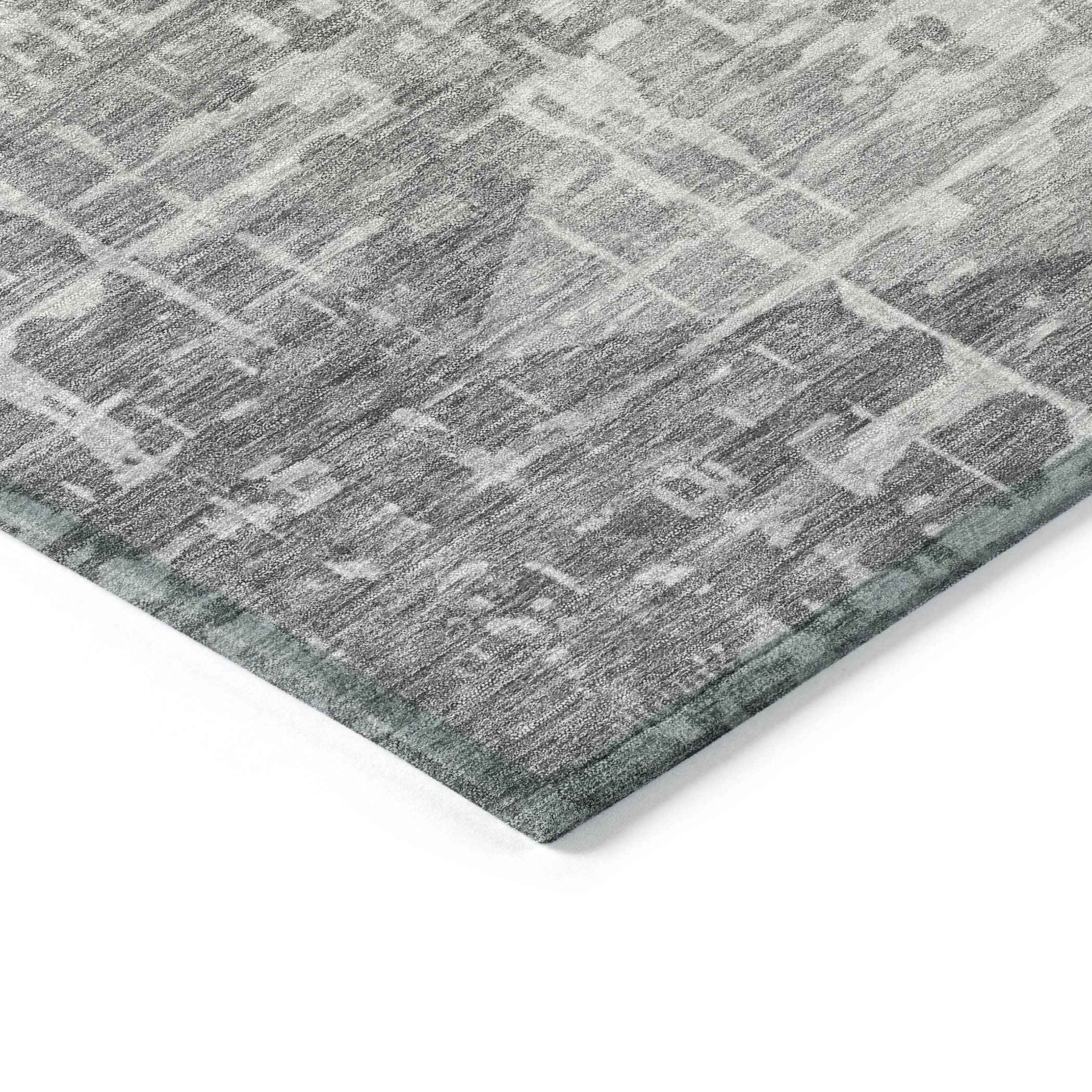 10' X 14' Gray And Silver Geometric Washable Indoor Outdoor Area Rug