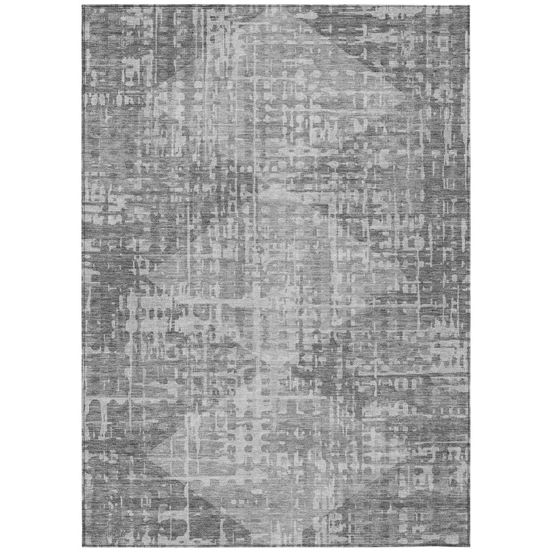 10' X 14' Gray And Silver Geometric Washable Indoor Outdoor Area Rug