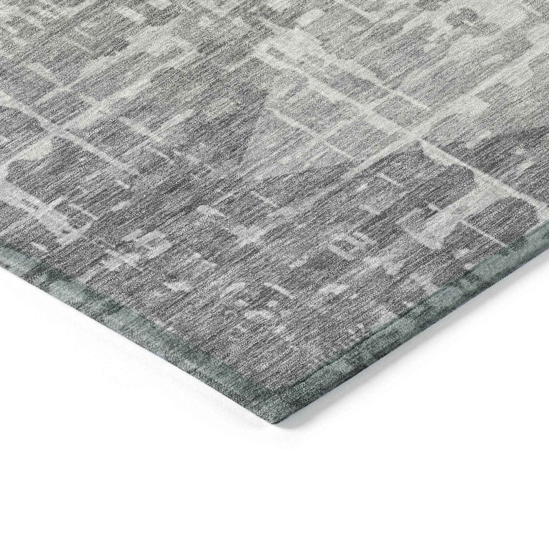 5' X 8' Gray And Silver Geometric Washable Indoor Outdoor Area Rug