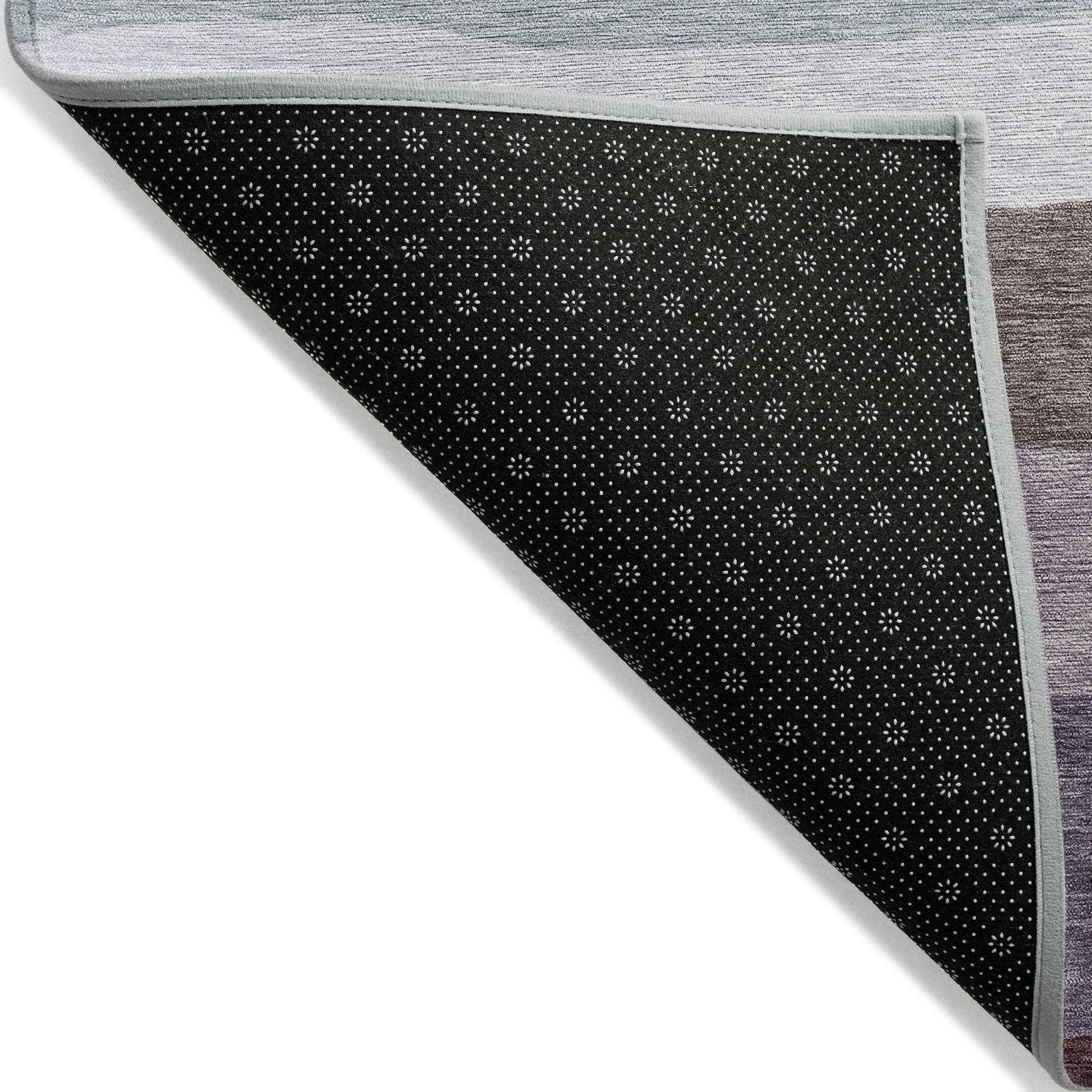 8' X 10' Orange Blush And Lavender Striped Washable Indoor Outdoor Area Rug