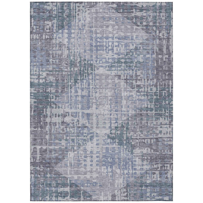 3' X 5' Blue And Purple Geometric Washable Indoor Outdoor Area Rug