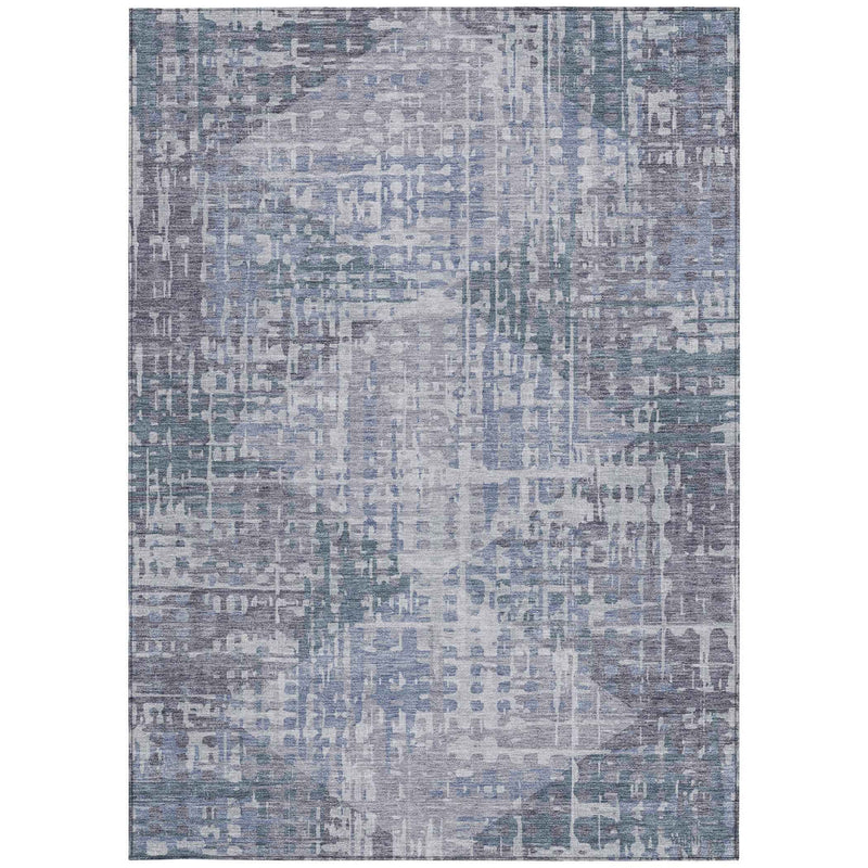 5' X 8' Blue And Purple Geometric Washable Indoor Outdoor Area Rug