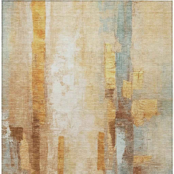 3' X 5' Copper And Ivory Abstract Washable Indoor Outdoor Area Rug Default Title
