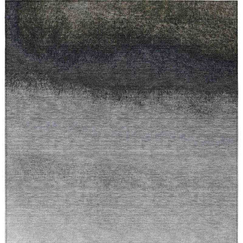 5' X 8' Silver And Black Ombre Washable Indoor Outdoor Area Rug