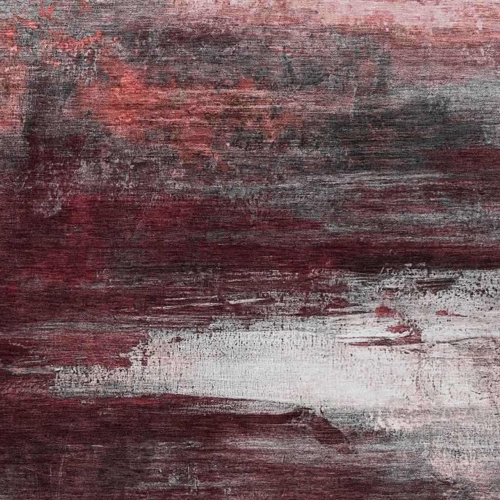 3' X 5' Merlot Charcoal And Ivory Abstract Washable Indoor Outdoor Area Rug