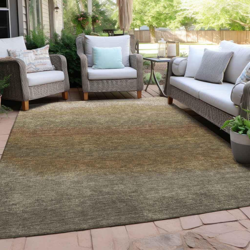 3' X 5' Taupe And Beige Ombre Washable Indoor Outdoor Area Rug