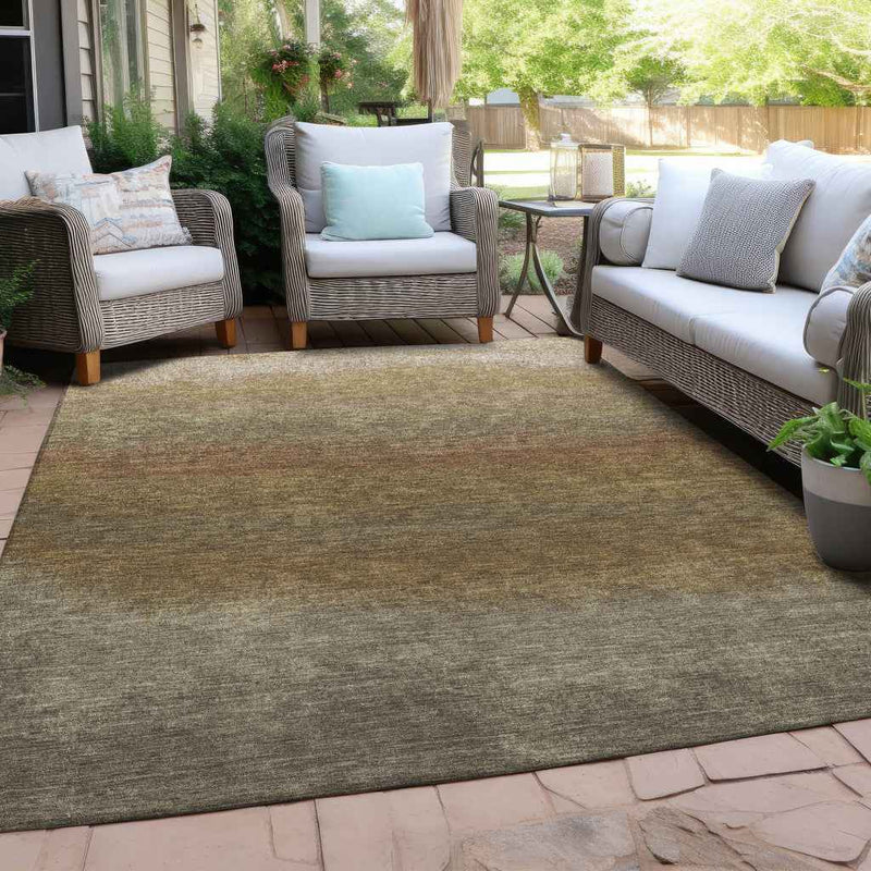 3' X 5' Taupe And Beige Ombre Washable Indoor Outdoor Area Rug