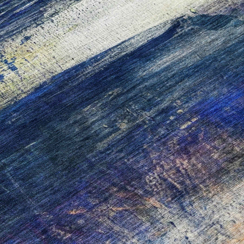 8' Blue Rust And Pink Round Abstract Washable Indoor Outdoor Area Rug