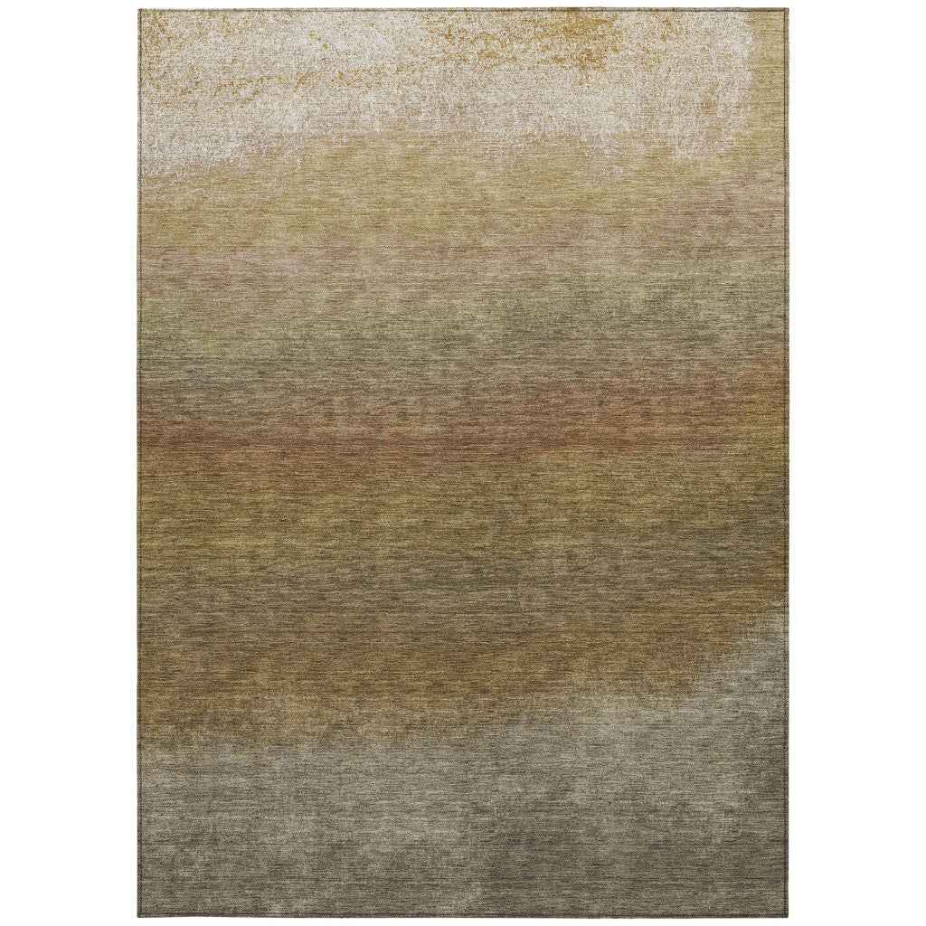 5' X 8' Taupe And Beige Ombre Washable Indoor Outdoor Area Rug