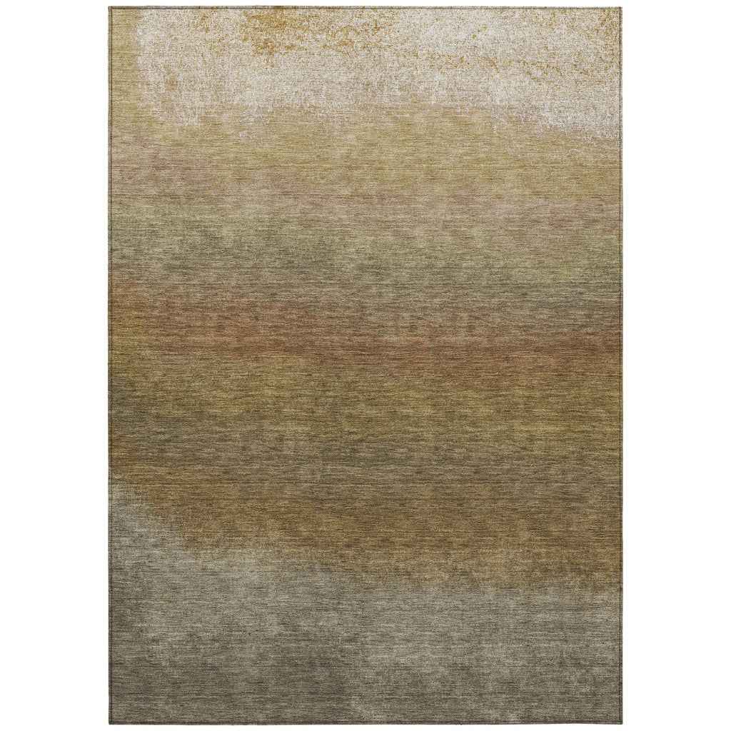 5' X 8' Taupe And Beige Ombre Washable Indoor Outdoor Area Rug