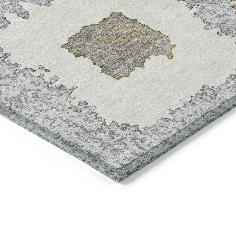 8' X 10' Gray Charcoal And Beige Geometric Washable Indoor Outdoor Area Rug