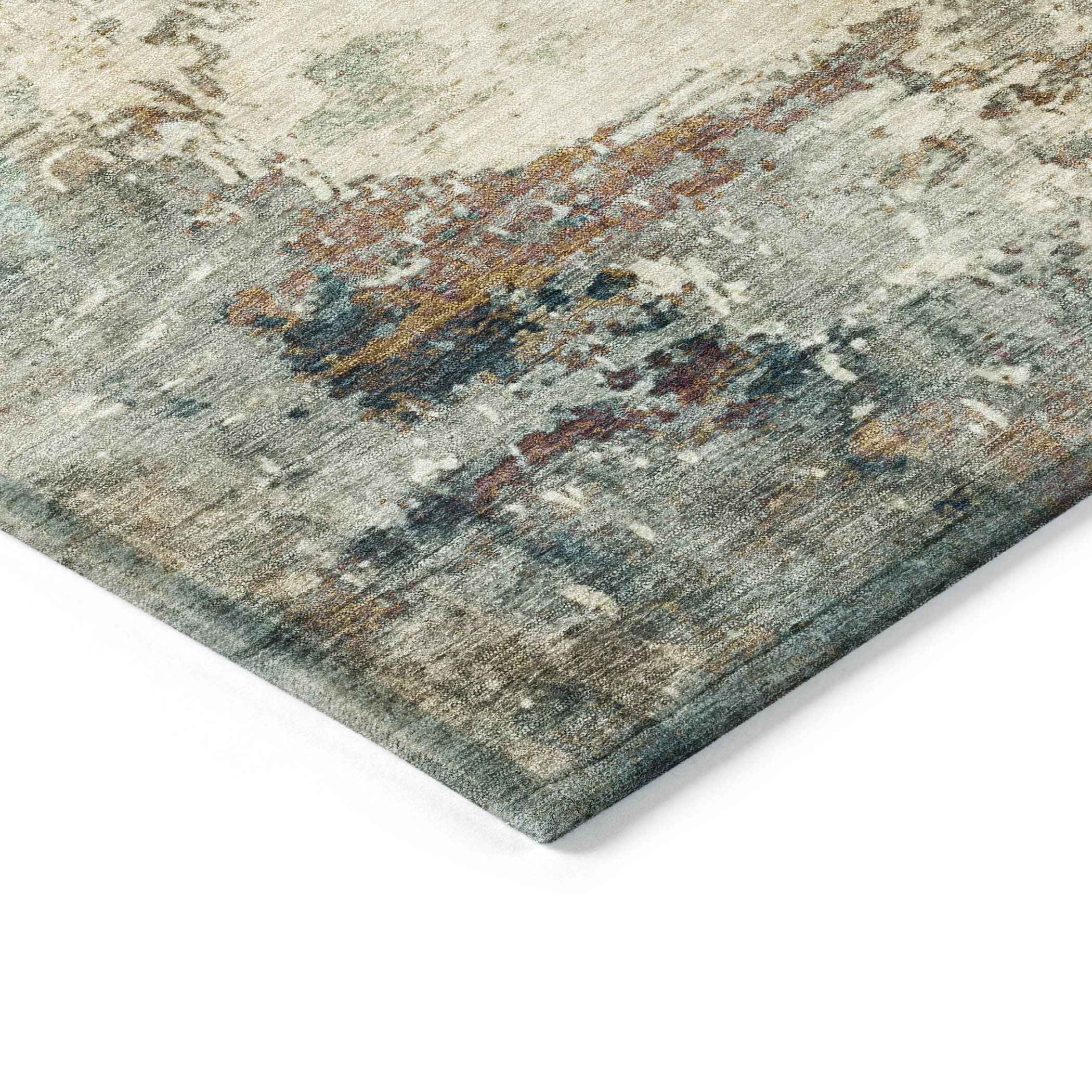 8' Ivory And Taupe Round Abstract Washable Indoor Outdoor Area Rug