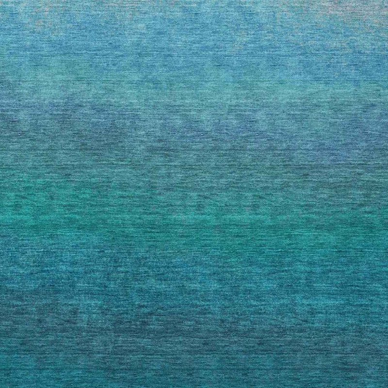 10' X 14' Teal Blue And Sky Blue Ombre Washable Indoor Outdoor Area Rug