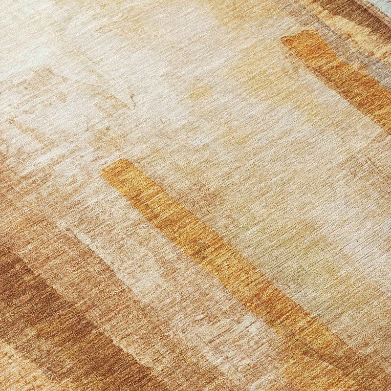 8' Copper And Ivory Round Abstract Washable Indoor Outdoor Area Rug