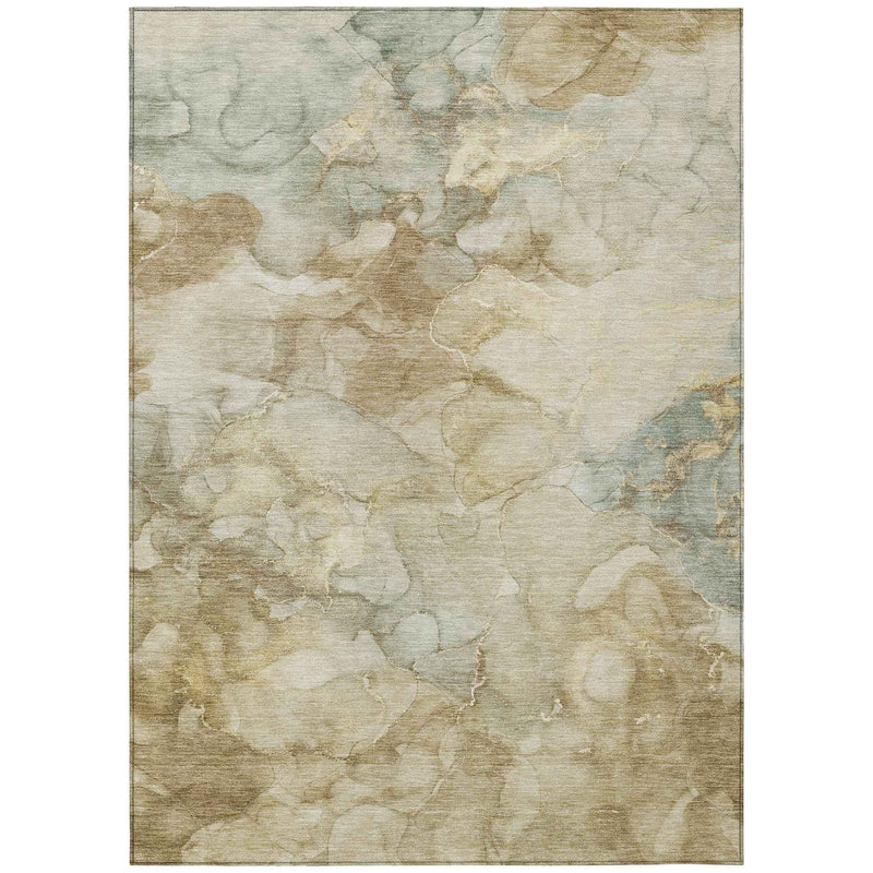 5' X 8' Beige And Ivory Abstract Washable Indoor Outdoor Area Rug