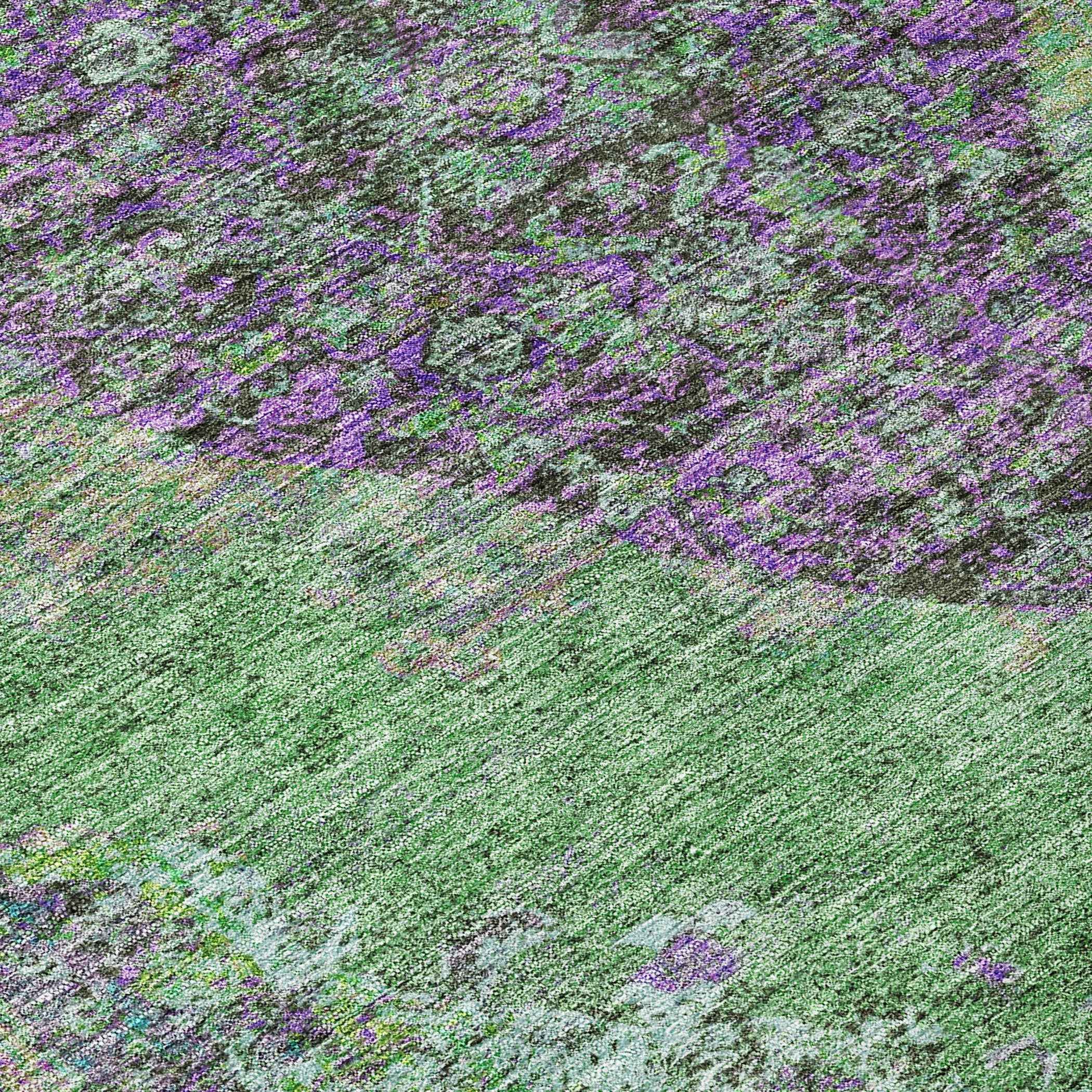 8' Lime Green And Purple Round Medallion Washable Indoor Outdoor Area Rug