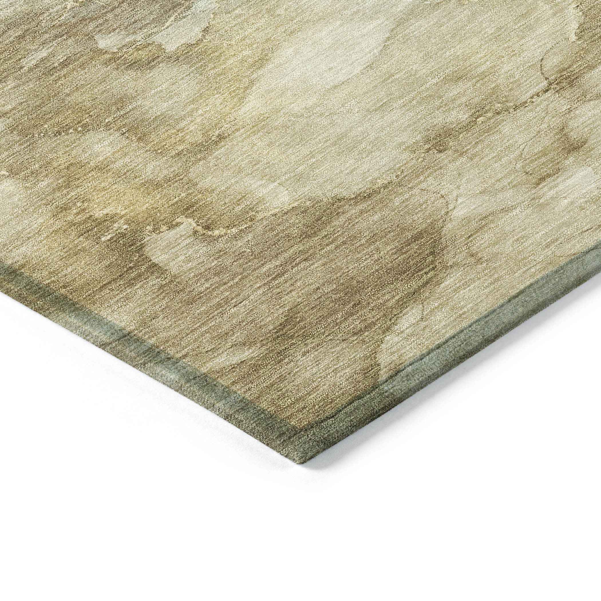 8' Beige And Ivory Round Abstract Washable Indoor Outdoor Area Rug