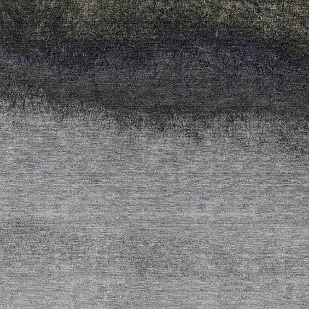 8' X 10' Silver And Black Ombre Washable Indoor Outdoor Area Rug