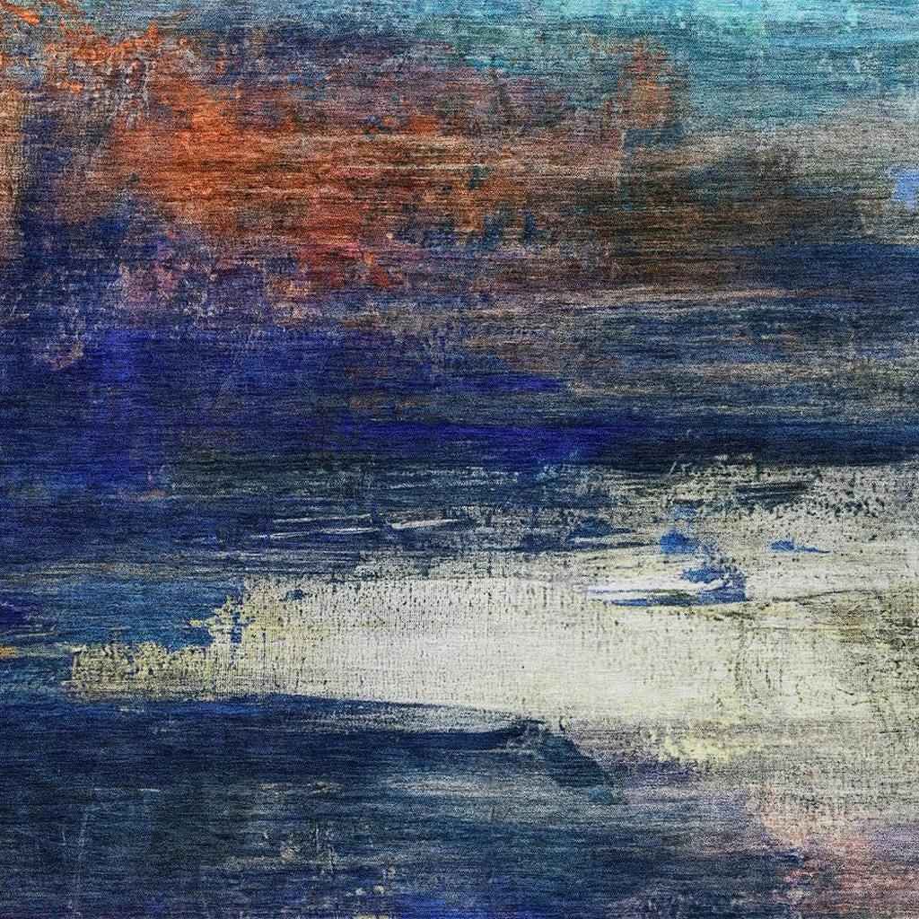 3' X 5' Blue Rust And Pink Abstract Washable Indoor Outdoor Area Rug