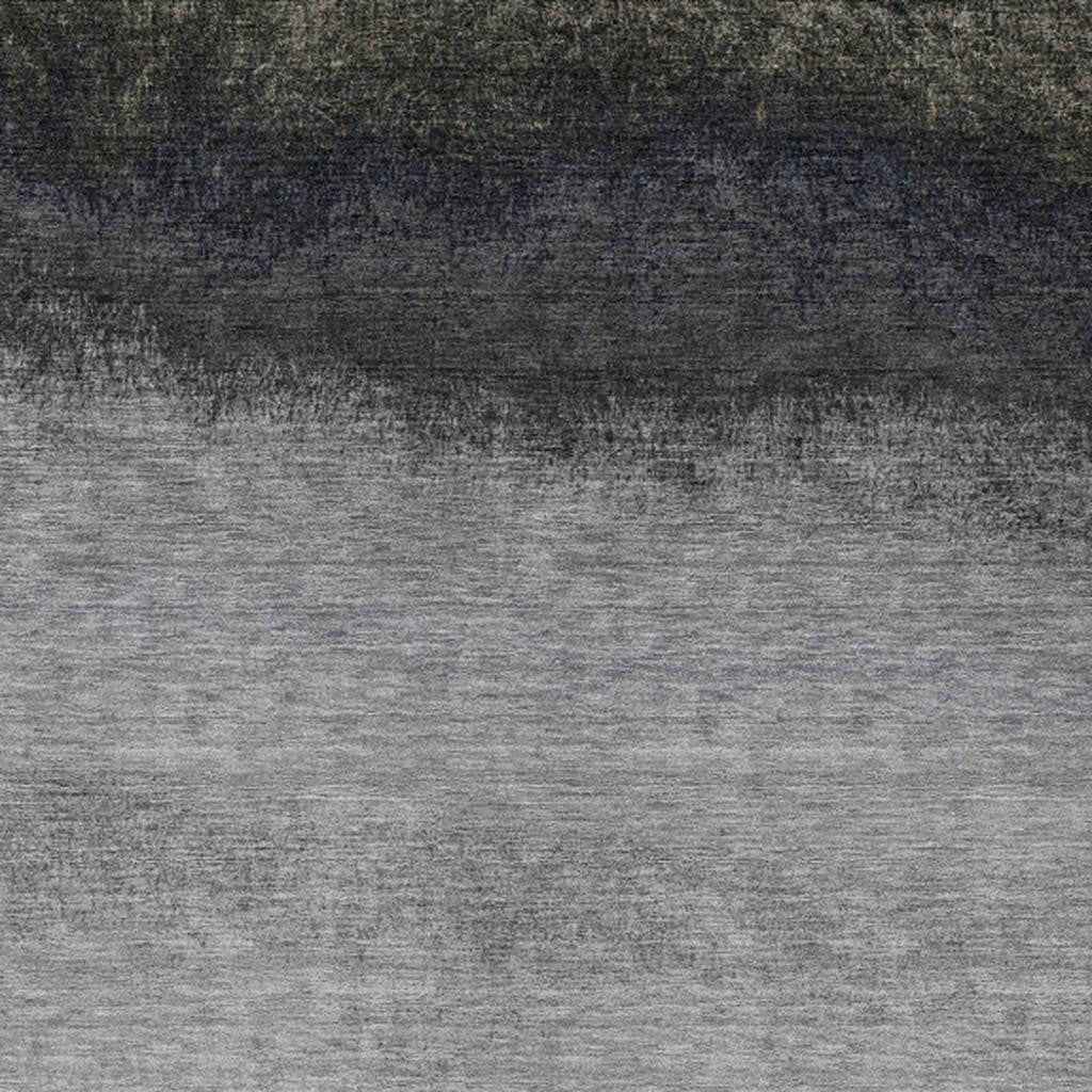 3' X 5' Silver And Black Ombre Washable Indoor Outdoor Area Rug