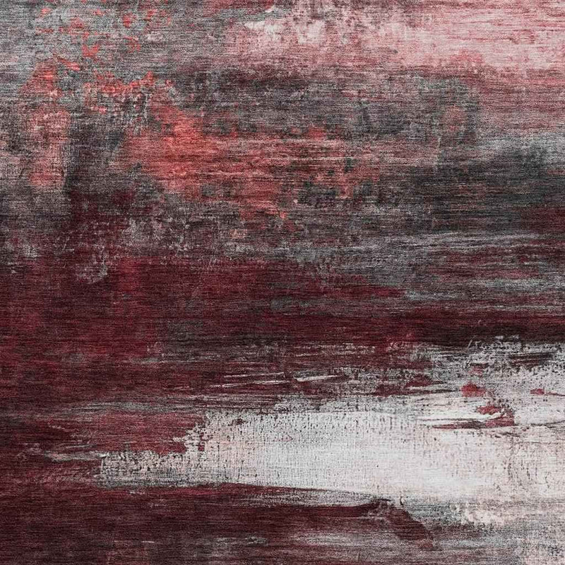 5' X 8' Merlot Charcoal And Ivory Abstract Washable Indoor Outdoor Area Rug