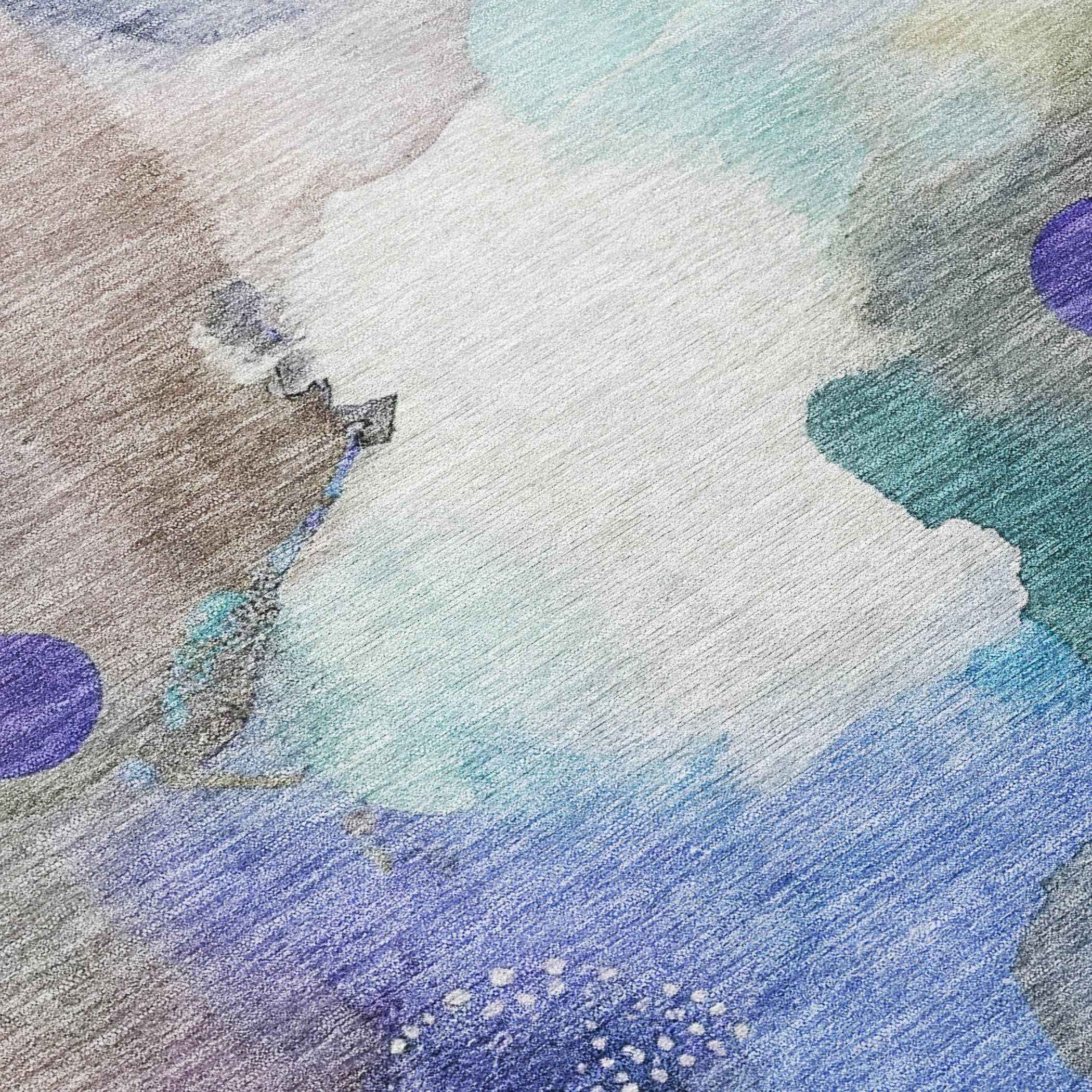 5' X 8' Brown Purple And Ivory Abstract Washable Indoor Outdoor Area Rug