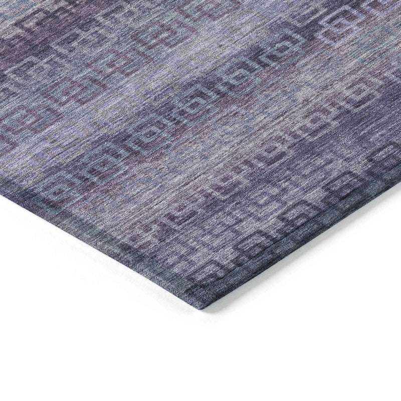 8' X 10' Plum And Lavender Striped Washable Indoor Outdoor Area Rug