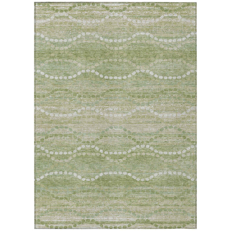 3' X 5' Sage And Ivory Ogee Washable Indoor Outdoor Area Rug