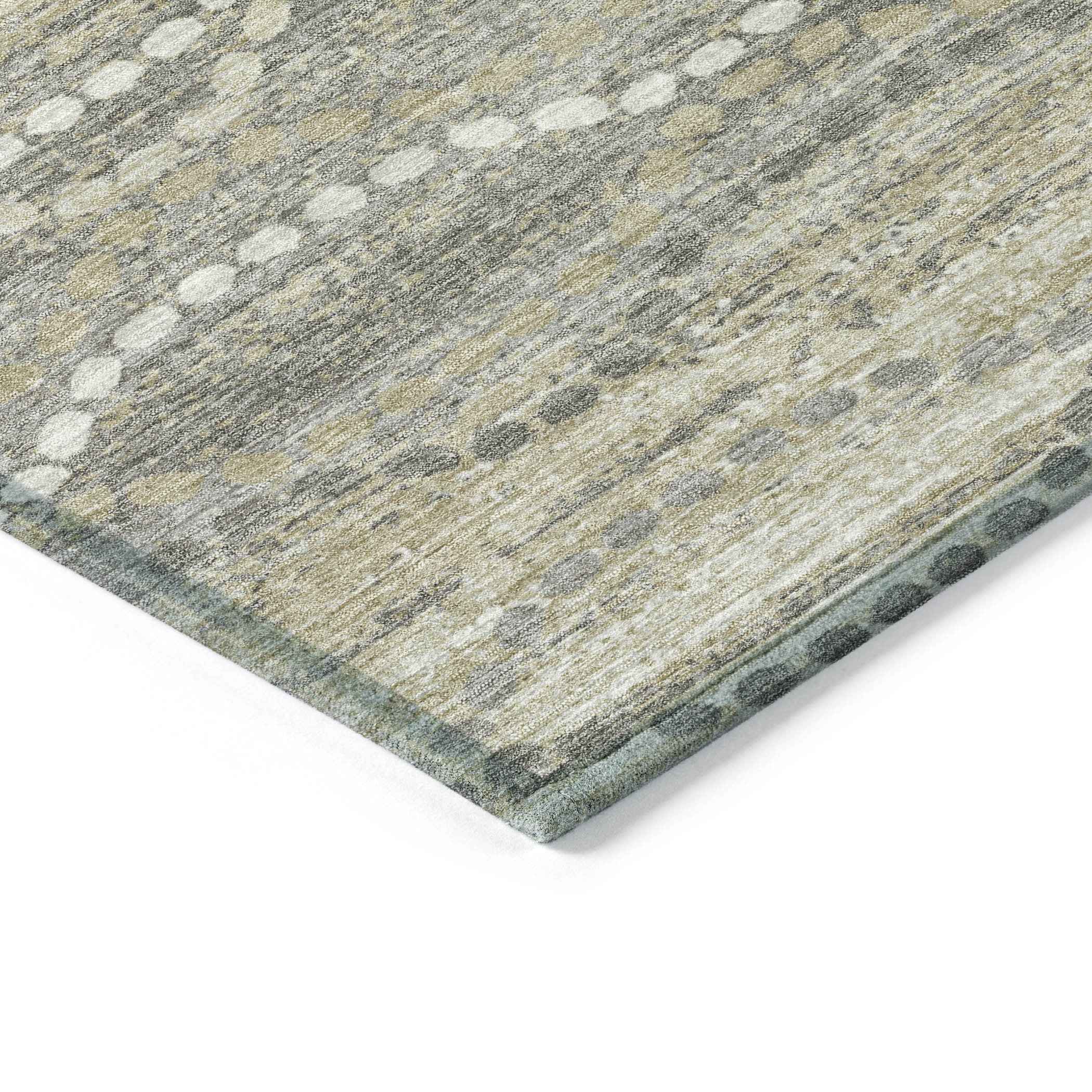 10' X 14' Pewter And Ivory Ogee Washable Indoor Outdoor Area Rug