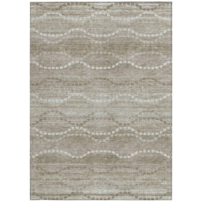 8' X 10' Khaki And Ivory Ogee Washable Indoor Outdoor Area Rug