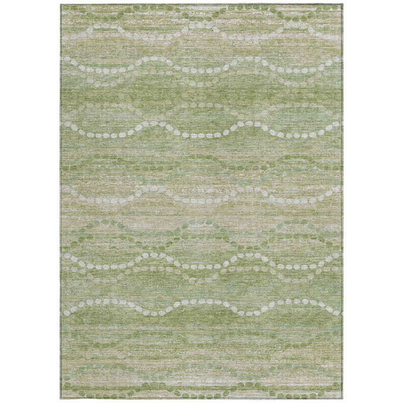10' X 14' Sage And Ivory Ogee Washable Indoor Outdoor Area Rug
